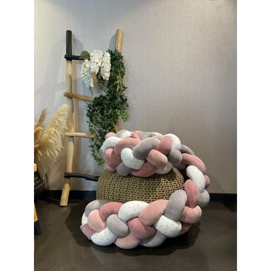 Προστατευτική πάντα πλεξούδα 4stand roses, white stars  & grey