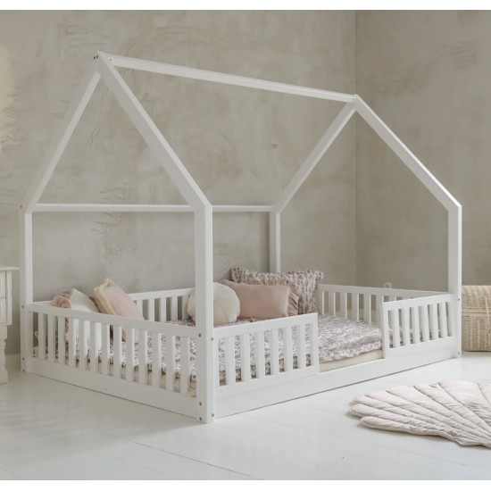 Montessori παιδικό κρεβάτι Mασίφ λευκό 