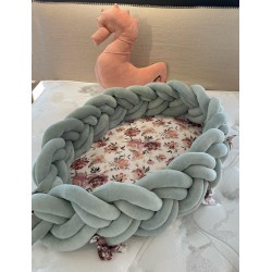 Βρεφική φωλίτσα Twin knitting Peony and mint