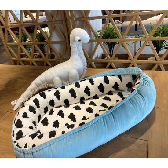 Βρεφική φωλίτσα κουκουλι Dysty Blue &  clouds 