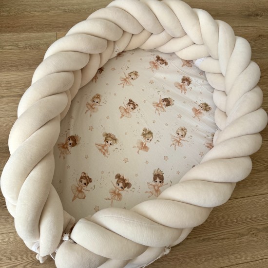 Βρεφική φωλίτσα με αποσπώμενη πλεξούδα Ballarines in almond