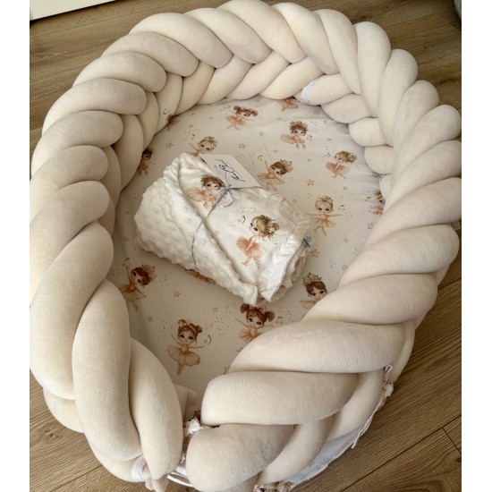 Βρεφική φωλίτσα με αποσπώμενη πλεξούδα Ballarines in almond