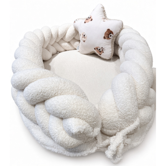 Βρεφική φωλίτσα με αποσπώμενη πλεξούδα Slim shape Boucle almond 
