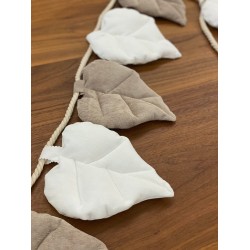 Διακοσμητική Γιρλάντα Φυλλα Εκρού & Καφέ