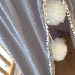 Bed canopy grey with pon pon  