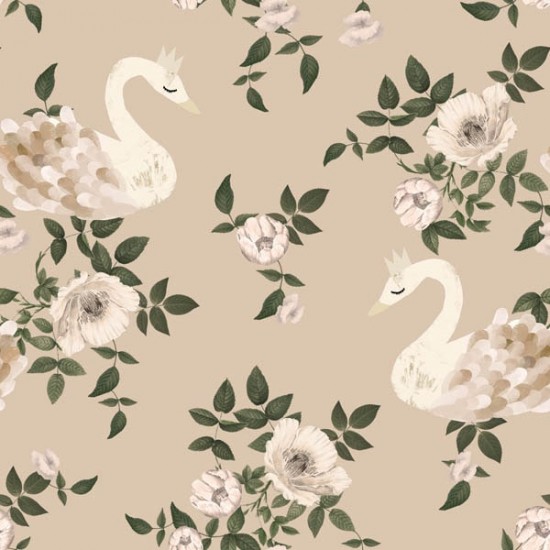 Swans kingdom beige Wallpaper