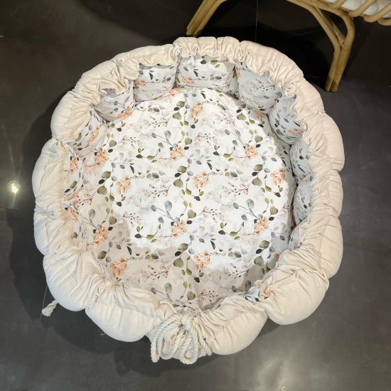 Βρεφική Φωλιά - Χαλάκι  δραστηριοτήτων 2 σε 1 beige & flowers 