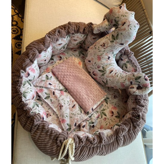 Βρεφική Φωλιά - Χαλάκι δραστηριοτήτων 2 σε 1 old rose & flowers