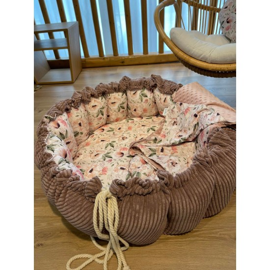 Βρεφική Φωλιά - Χαλάκι δραστηριοτήτων 2 σε 1 old rose & flowers