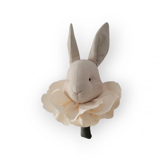 RABBIT NATURAL IN A IVORY FLOWER