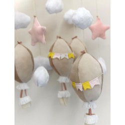 Mobile Κούνιας Air hot ballons Rainbow and Clouds Gilry