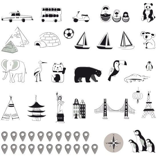 sticker | beige map L